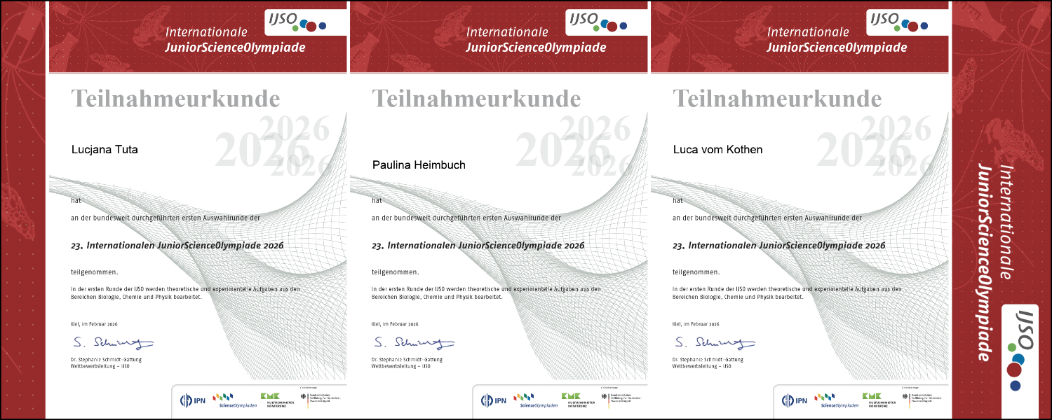 Erfolgreiche Teilnahme bei der Junior Science Olympiade!